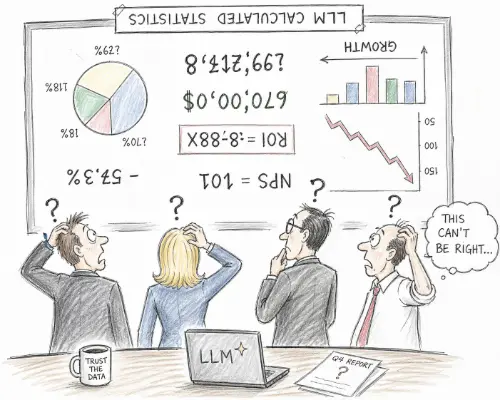 People looking at statistics on a board but the numbers are upside down