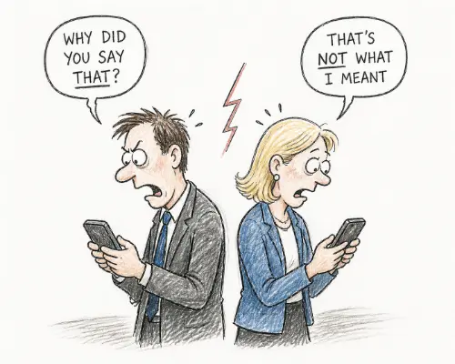 Showing misunderstandings people people via phone messages
