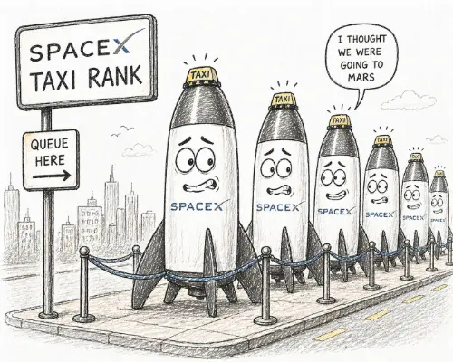 Spacex rockets in a taxi rank